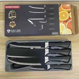 Juego de Cuchillos de Cocina Multifuncionales de Acero Inoxidable Black Wave de Seis Piezas, con Mangos de Plástico PP Duraderos y Ambidiestros, Cuchillos Modernos - Product Image 2