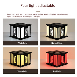 Moderno IP65 luci solari a LED impermeabili da giardino eleganti <span class=keywords><strong>fari</strong></span> a colonna esterna a risparmio energetico con telecomando - Product Image 4