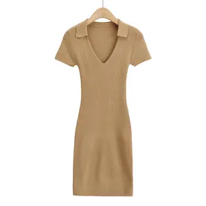 2023 New Women's Polo Slim Sexy Short Sleeve Dress Bottom Wrap Skirt Lowest Price Good Quality Dress