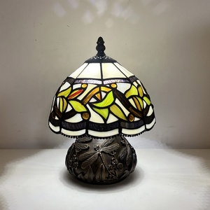 LongHuiJing Tiffany 8 Inch Colored Glass Table Lamp Country Style Reading Table Lamp Suitable for Bedroom Living Room Study - Product Image 2