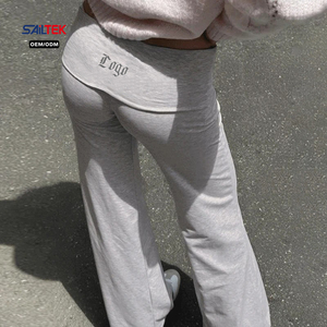 <span class=keywords><strong>Pantaloni</strong></span> da yoga da donna con vita pieghevole, a gamba larga, casual, a zampa d'elefante, <span class=keywords><strong>per</strong></span> palestra e sport - Product Image 3