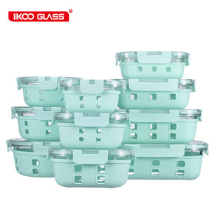 3pcs High Borosilicate Glass Food Storage Container Set Rectangle Eco-Friendly Airtight Crisper Microwave Safe <strong>Meal</strong> <strong>Prep</strong> <strong>Box</strong> - Product Image 1