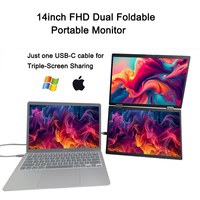 Moniteur portable double USB-C 14/15,6 pouces IPS LCD pour jeux et affaires, écran étendu rétroéclairé