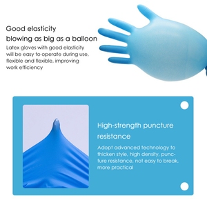 Hot sale CE FDA backing Flexible wear-resistant Durable acid disposable Nitrile gloves blue - Product Image 3