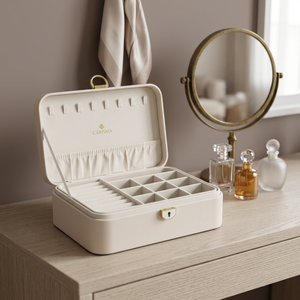 Boîte à bijoux rectangulaire double couche en cuir PU, design moderne, multifonction, avec fermeture à clé, prix d'usine en gros - Product Image 5