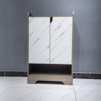 Meuble à chaussures de qualité commerciale avec texture marbre et portes, buffet en bois, armoire de rangement autoportante pour salon