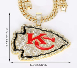 Personalizado de gran tamaño Hip Hop joyería equipo encanto hielo cubano collar Kansas City Chiefs Campeonato Collar para el mejor regalo Fans - Product Image 1