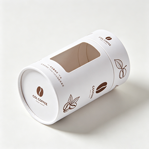 Boîte cylindrique minimaliste en kraft avec fenêtre transparente personnalisée, tube en papier rond pour emballage quotidien de grains de café - Product Image 5