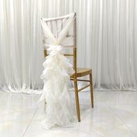 Housse de chaise en mousseline de soie à volants, pour la maison, l'hôtel, la décoration de chaise de mariage