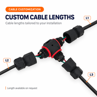 Connecteur en T pré-câblé OL-T1 2 3 4 broches, étanche IP68, assemblage de câbles à 3 voies avec longueur personnalisée pour éclairage LED extérieur
