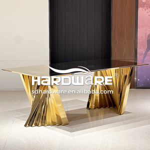 Superventas nuevo estilo creativo Rectangular oro Acero inoxidable comedor recepción boda Hotel mesa para salón de banquetes - Product Image 6