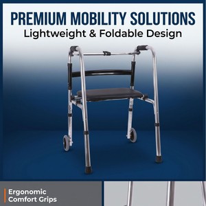 Hengshunhe Aluminum Alloy <b>Walker</b> Adjustable Height With Non Slip Rubber Feet For <b>Elderly</b> And Disabled Rehabilitation Support - Product Image 2