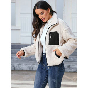 Vêtements d'automne et d'hiver pour femmes, veste en polaire épaisse avec col montant, fermeture éclair, sherpa, décontractée, polyvalente, hauts - Product Image 3