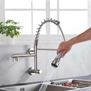 <span class=keywords><strong>Robinet</strong></span> de cuisine mural à eau froide, pivotant à 360°, avec douchette extractible à ressort et pulvérisateur haute pression - Product Image 1