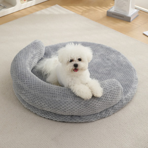 Coussin rond pour chien, tapis pour animaux de compagnie, chaud et doux en hiver, rembourré en fibres de polyester, pour petits chiens - Product Image 3
