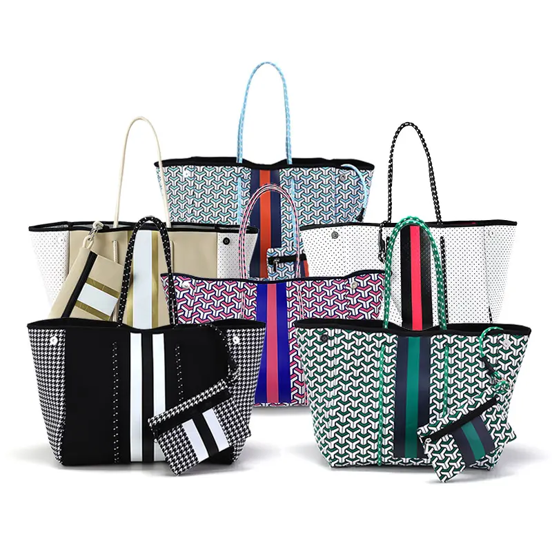 Custom Designer Fashion Handbag 2022 Hot selling Perforate neoprene beach bag for Women's tote bags
