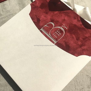 Boîte d'invitation de mariage en velours de luxe, style portefeuille, impression typographique, logo personnalisé, dorure à chaud, pour fête d'anniversaire - Product Image 5