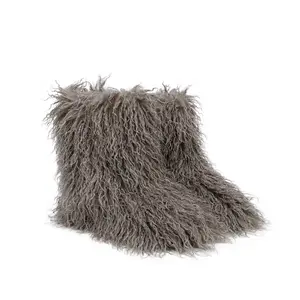 Plus Size Women'S Snow Boots Fashion Designer Keep Warm Lady Girls Women Winter Furry Shoes Faux Mongolian Fur Boots