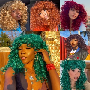 Peluca Rizada Natural sin Pegamento, Fibra Sintética Resistente al Calor, Peluca Sintética para Uso Diario - Product Image 3