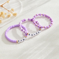 Set de Pulseras de Letras de Arcilla Polimérica K-Pop Demon Hunters, Pulseras Elásticas de Cuentas Minimalistas Boho, Joyería de Moda Multicolor