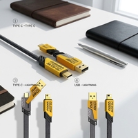 Kabel Data Ponsel Robot 4-in-1 Anyaman Kepang 65W Pengisian Daya Super Cepat untuk Tipe-C & untuk