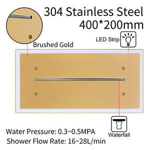 Beyoon Wasserfall-Duschkopf 16x8 Zoll 304 Edelstahl Modernes Design Rechteckiger <span class=keywords><strong>LED</strong></span>-Duschkopf für Hotelgebrauch - Product Image 6