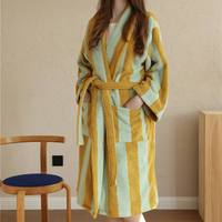 Peignoir en coton rayé doux et absorbant, respirant, pour adultes, idéal pour hôtels et spas
