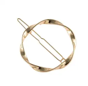 H41-122 gold and silver simple twisted round charm hair clips metal hair clamp
