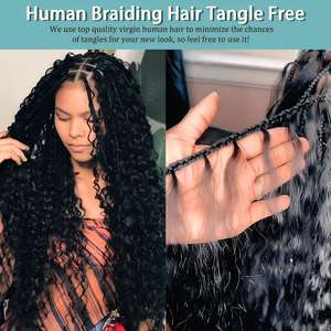 <span class=keywords><strong>Capelli</strong></span> Umani Boho Ricci all'Ingrosso per Trecce Senza Nodi Senza Trama Onda Profonda <span class=keywords><strong>Capelli</strong></span> Umani Grezzi Cambogiani per Extension - Product Image 2