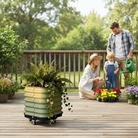 Kit de Jardinière Surélevée Moderne en Métal avec Roues, Boîte de Plantation Extérieure Durable et Écologique en Aluzinc pour la Maison (Petite Taille)