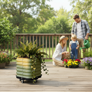 Kit de jardinière surélevée en métal moderne avec roues inférieures, bac à plantes extérieur durable et écologique pour petits jardins potagers - Product Image 4