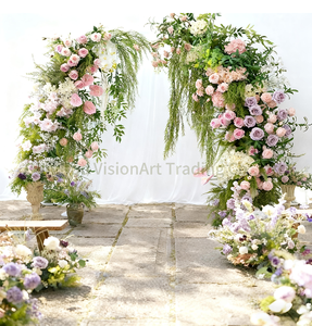Arrangement floral d'arc <span class=keywords><strong>de</strong></span> corne <span class=keywords><strong>de</strong></span> style campagnard européen | <span class=keywords><strong>Toile</strong></span> <span class=keywords><strong>de</strong></span> <span class=keywords><strong>fond</strong></span> <span class=keywords><strong>de</strong></span> <span class=keywords><strong>mariage</strong></span> <span class=keywords><strong>de</strong></span> fleur artificielle pour la décoration <span class=keywords><strong>de</strong></span> photographie et d'événement - Product Image 2