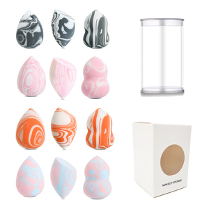 Éponge de maquillage en forme de goutte d'eau en marbre multicolore, réutilisable, pour fond de teint, outil de maquillage personnalisé - Product Image 5