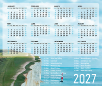 Tapis de Souris Calendrier Personnalisé 2027, Petit, Imperméable, Base en Caoutchouc Antidérapante, Design Calendrier Mondial, Tapis de Bureau pour le Bureau, la Maison et le Gaming