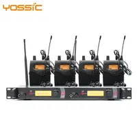 Yossic 4 kanallı UHF kablosuz mikrofon kulak monitör sistemi mikrofon ve sahne performansı