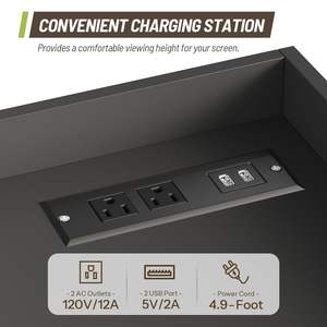 Meuble Bar Moderne <span class=keywords><strong>Noir</strong></span> avec Éclairage LED, Portes en Verre Cintrées, Casier à Vin et Buffet de Rangement pour Bar à Domicile ou Salle à Manger - Product Image 2