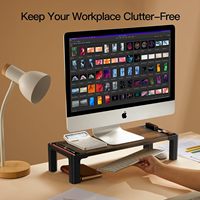 Organisateur de bureau moderne pour ordinateur portable et ordinateur de bureau, table réglable en bois et métal avec rangement pour la maison ou l'école