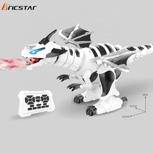 Bricstar Nieuwe Aankomst Afstandsbediening Spray Functie Intelligente Rc Walking Dinosaurus Speelgoed Robot Met Licht En Muziek
