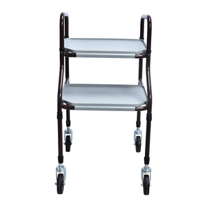 Double Layer <b>Storage</b> <b>Cart</b> Metal Frame With Wheels For Office And Hotel Use Easy Cleaning Rectangle Shape Standing Type - Product Image 3