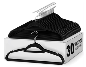 Confezione da 30 Grucce in Velluto Resistenti Antiscivolo per Organizzazione Domestica con Spalle Larghe e Rotazione - Product Image 1