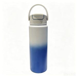 Vaso Térmico de Acero Inoxidable de 24 oz, Botella de Agua de Viaje con Aislamiento al Vacío, Diseño Minimalista de Doble Pared en Degradado Azul y Blanco - Product Image 1