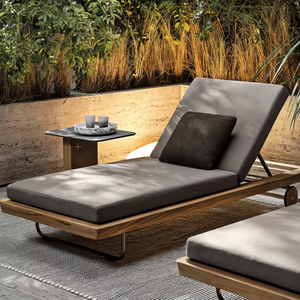 2026 Nordic Leisure Chaise longue d'extérieur en bois de teck, imperméable et résistante aux UV, pour terrasse, villa, jardin, cour, piscine et patio - Product Image 2
