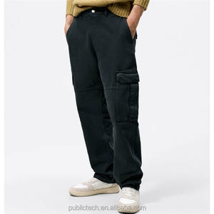 Pantalon cargo ample à coupe large pour hommes avec logo personnalisé OEM 100% en sergé de coton et multi-poches - Product Image 1