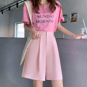 Femmes 2024 été noir <span class=keywords><strong>Cargo</strong></span> Shorts décontracté mi-long pantalon avec taille haute cinq points droit mince Look ample jambe large - Product Image 4