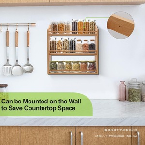 Solid Wood Kitchen Spice Rack Multi Layer Storage Shelf Wall Mounted Organizer L Size Rectangle Design - Product Image 4