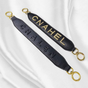 CNAHEL Leather <b>Bag</b> Strap Black Handle With English Lettering Fashionable Rope Type Summer 2021 - Product Image 2