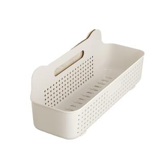 Panier de rangement mural blanc pour salle de bain, taille moyenne, 260 mm x 130 mm, avec 4 crochets pour étagères de toilettes - Product Image 2