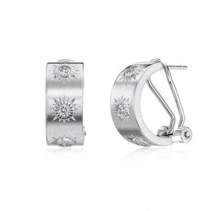 Dylam High Jewelry Rhodium 18K Gold Plated Brushed Surface 925 Sterling <b>Silver</b> 5A Zirconia <b>Clip</b>-on Stud Earrings for Women - Product Image 1
