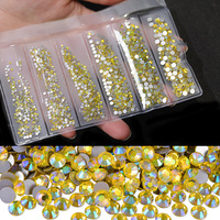 Personnalisé SS6 ~ SS20 6 Grille Mix Taille Nouveau Moka AB Nail Strass Charmes Fond Plat Rond Cristaux DIY Manucure Accessoires