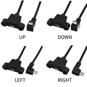 Haute qualité <span class=keywords><strong>Micro</strong></span> 5pin USB mâle à femelle avec trous de montage sur panneau à vis V8 câble d'extension à 90 degrés - Product Image 2